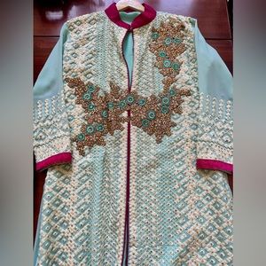 Chanderi Embroidered Kurta / Girls Indian Outfit Custom-made Wedding Indian Gown